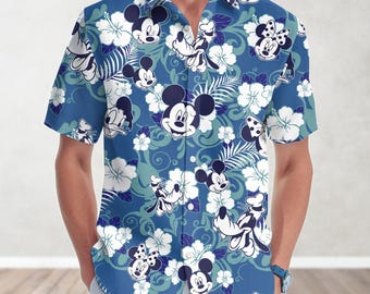Disney Characters Button Shirt, Mickey And Friends Hawaiian Shirt, Summer Beach Shirt, Mickey Minnie Donald Daisy Goofy Pluto Shirt