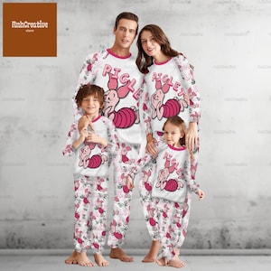 Pijamas de la familia Piglet, pijamas de Piglet de Disney, pijamas de Winnie Pooh, pijamas navideños de Disney, pijamas navideños de dibujos animados de películas