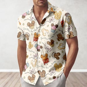 Camiseta con lazo y botones de Mickey Mouse Treats Coquette, Camiseta con la frase "Just Here For The Snacks", Regalo para amantes de la comida Disney, Conjunto para viaje familiar a Disneyland