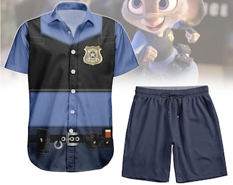 Camisa con botones de Judy Hopps, pantalones cortos para hombre, disfraz de cosplay de Zootopia de Disney, Animal Kingdom, camiseta de Disneyland, Disney World, regalo de Halloween