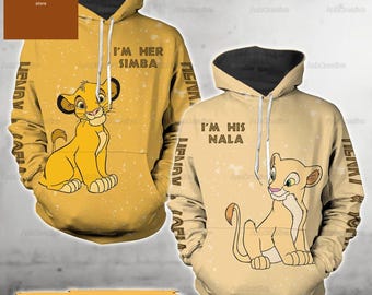 Benutzerdefinierte Simba und Nala Paar Hoodie, König der Löwen Passender Hoodie, Sein und Ihr Hoodie, Disney-Film Hoodie, Ihr Simba und sein Nala Hoodie