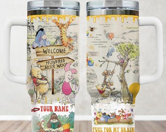 Retro Winnie The Pooh 40oz Tumbler, Custom Pooh and Friends Tumbler Cup, Disney Movie Insulated Tumbler, Pooh Lover Gift, Gift For Her