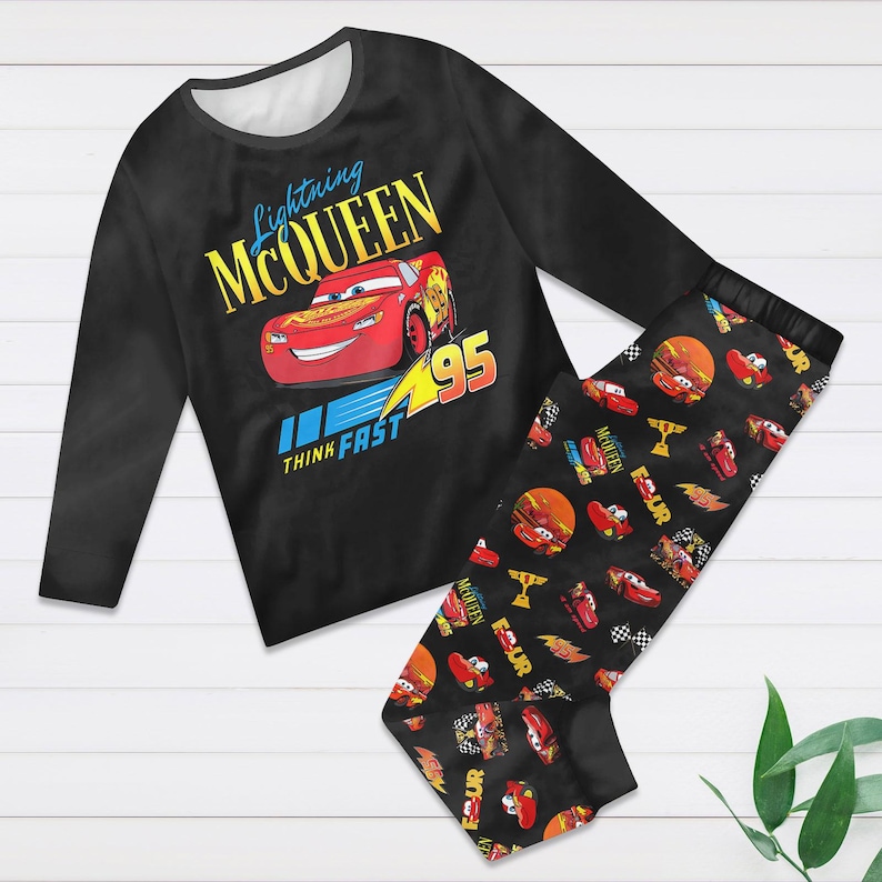 Lightning McQueen Christmas Family Pajamas Set, Disney Cars Movie Holiday Pajamas, Pixar Cars Loungewear, Racing Sweatshirt And Pants