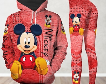 Bluza z kapturem i legginsy Myszki Miki, Koszulka Myszki Miki, Bluza z kapturem z kreskówek Disneya, Bluza z kapturem Disneyworld, Koszulka Disneyland, Prezent dla mężczyzny i kobiety