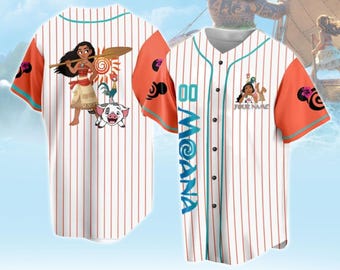 Maglia da baseball personalizzata Disney Princess Moana Game Day, maglia Disney Princess Moana, maglia da baseball, maglia Moana, Disneyland Sh