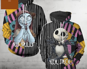 Custom Jack And Sally Couple Hoodie, Disney Movie Matching Hoodie,  Nightmare Before Christmas, Jack Skellington Shirt, Couple Gifts
