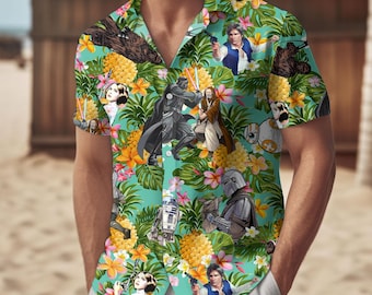 Star Wars Button Shirt, Men Shorts, Starwars Hawaiian Summer Beach Shirt, Disney Movie Tropical Shirt, Disneyland Hawaii Aloha Shirt
