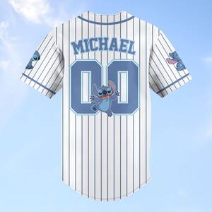 Custom Stitch Striped Baseball Jersey, Disney Lilo And Stitch Baseball Shirt, Disneyland Jersey, Disneyworld Shirt, Magic Kingdom Gifts