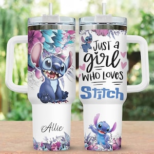 Custom Stitch Tumbler 40 Oz, Just A Girl Who Loves Stitch Tumbler, Disney Stitch Coffee Travel Tumbler, Insulated Tumbler For Men Women
