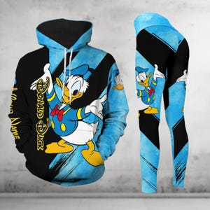Gepersonaliseerde Donald Duck hoodie en legging, Disney Donald Duck hoodie, film cartoon hoodie, Magic Kingdom, Disney World cadeaus voor hem haar