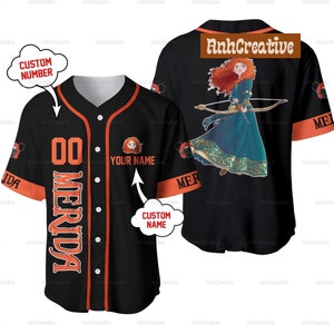 Benutzerdefinierte Prinzessin Merida Baseball Jersey, Disney Lockiges Haar Prinzessin Baseball T-Shirt, Disney Prinzessin Jersey Shirt, Merida Shirt, Mädchen Trip Shirt