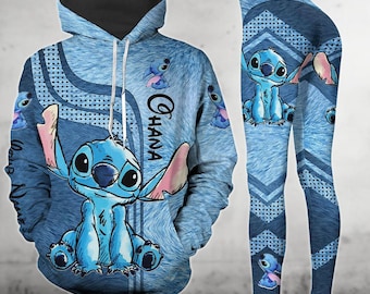 Personalisierte Stitch Ohana bedeutet Familie Hoodie Leggings, Disney Stitch Shirt, Film Cartoon Hoodie, Disneyland Shirt, Disneyworld Shirt