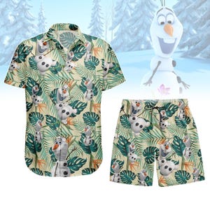 Olaf Frozen Button Shirt, Men Shorts, Disney Movie Hawaiian Shirt, Olaf Hawaii Shirt, Summer Beach Shirt, Disneyland Shirt, Disney Trip