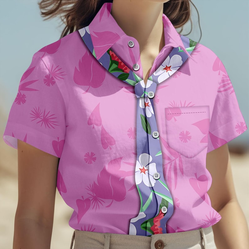 Nick Wilde Pink Button Shirt, Men Shorts, Disney Zootopia Cosplay Costume, Animal Kingdom Hawaiian Shirt, Disneyland Shirt, Disneyworld