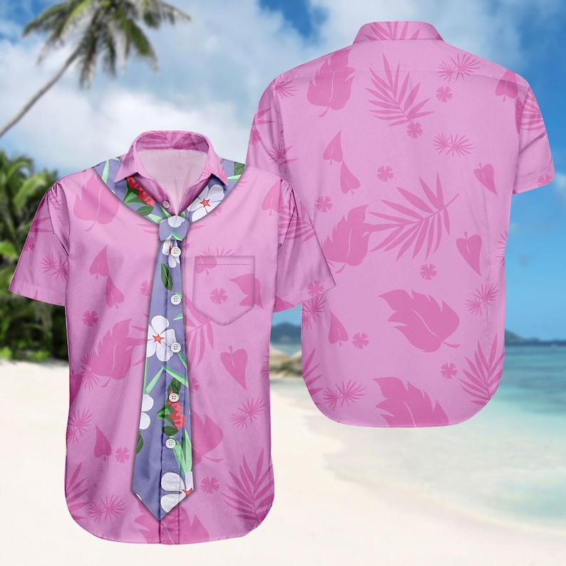 Nick Wilde Pink Button Shirt, Men Shorts, Disney Zootopia Cosplay Costume, Animal Kingdom Hawaiian Shirt, Disneyland Shirt, Disneyworld