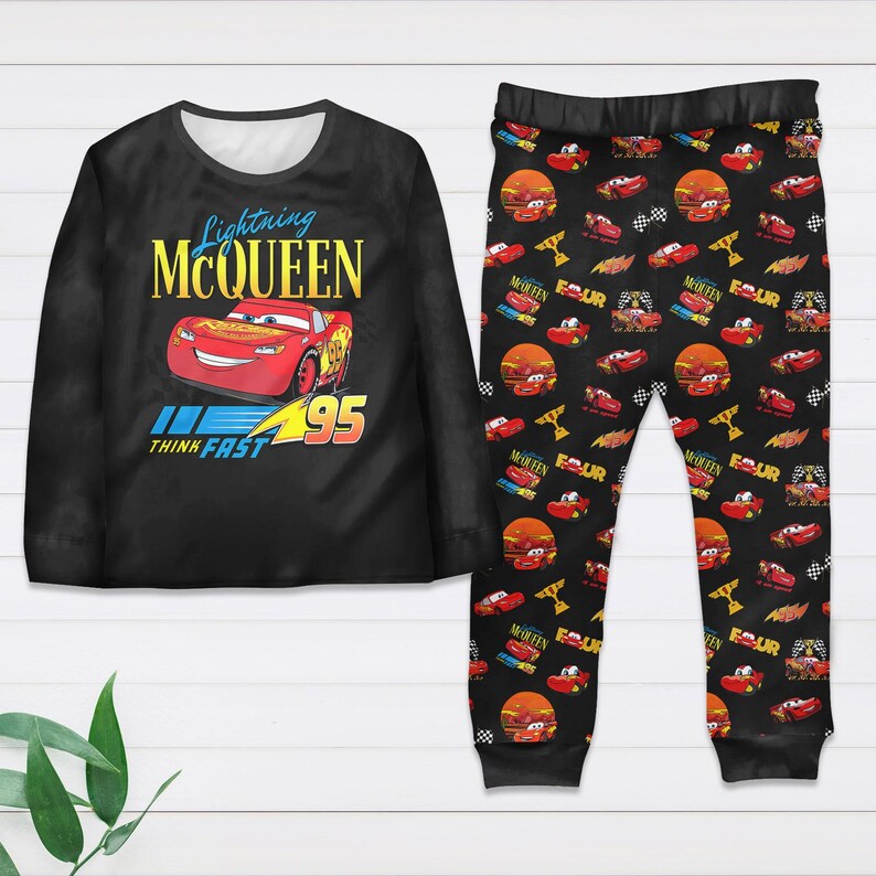 Lightning McQueen Christmas Family Pajamas Set, Disney Cars Movie Holiday Pajamas, Pixar Cars Loungewear, Racing Sweatshirt And Pants
