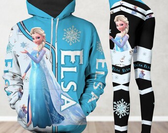 Elsa Hoodie Leggings, Frozen 3D Hoodie, Elsa Womens Leggings, Disney Elsa Hoodie, Frozen Trendy Hoodie, Disneyland Hoodie, Gift For Fan