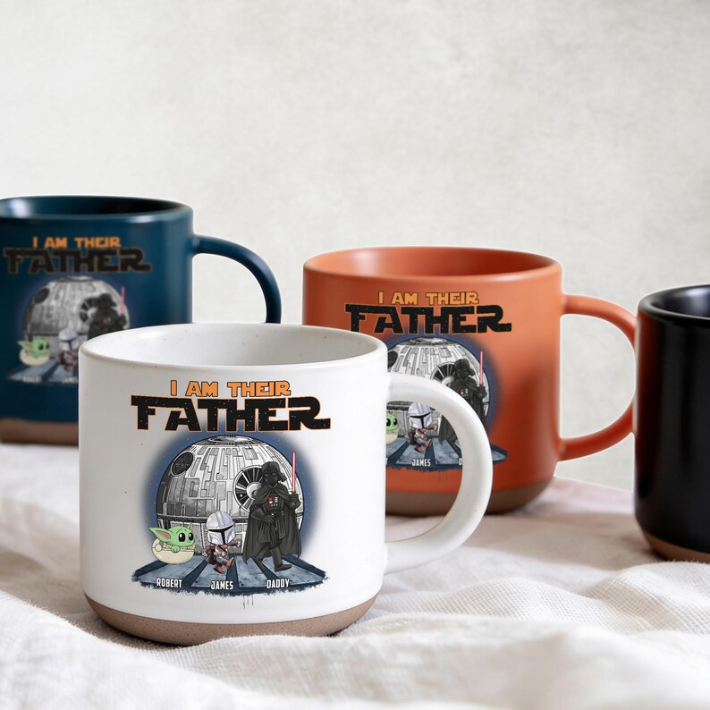 Custom I am The Father Ceramic Mug, Disney Star Wars Mug, Personalized Kid Name Darth Vader And Baby Yoda Cup, Fathers Day Gift For Dad