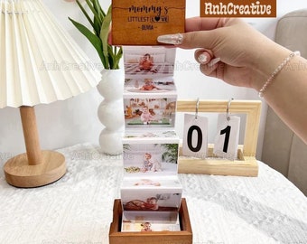 Foto de bebé personalizada con nuestro amor más pequeño, caja de fotos de madera personalizada, regalos personalizados, caja de memoria de madera, álbum de fotos