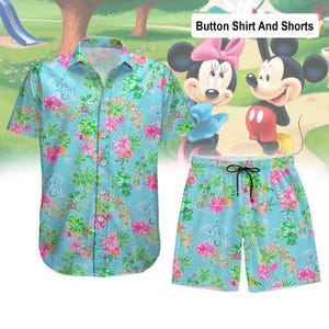 Mickey And Minnie Button Shirt, Disney Hawaiian Shirt, Mickey Couple Summer Shirt, Beach Shorts, Disneyland Vacation Shirt, Disneyworld