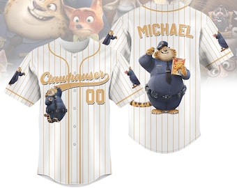 Camiseta de béisbol a rayas de Clawhauser de Zootopia de Disney, camiseta de béisbol de Clawhauser de oficial personalizada, camiseta de Disneyland, camiseta de Walt Disneyworld