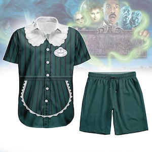 Haunted Mansion Shirt, Herren Shorts, Ghost Host Kostüm, Disneybound Cosplay, Disney Laufen, Halloween Hawaiihemd, Rundisney