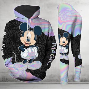 Custom Mickey Mouse Hoodie And Leggings, Disney Leggings, Mickey Magic Hoodie, Movie Cartoon Hoodie, Mickey Yoga Leggings For Women Her