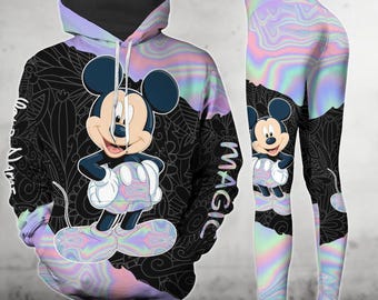 Sudadera y leggings personalizados de Mickey Mouse, leggings de Disney, sudadera con capucha mágica de Mickey, sudadera con capucha de dibujos animados de películas, leggings de yoga de Mickey para mujer.
