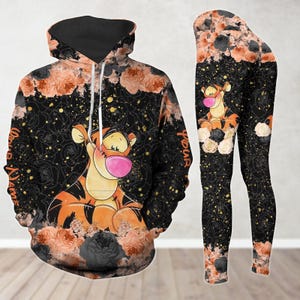 Personalized Tigger Hoodie and Leggings, Winnie Pooh Shirt, Disney Movie Cartoon Hoodie, Women Leggings, Tigger Lover Gift For Her Him
