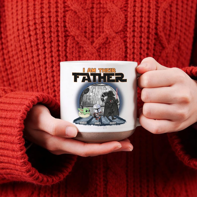 Custom I am The Father Ceramic Mug, Disney Star Wars Mug, Personalized Kid Name Darth Vader And Baby Yoda Cup, Fathers Day Gift For Dad