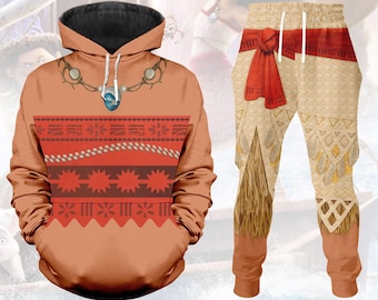 Disfraz de Moana para cosplay, sudadera con capucha y pantalones deportivos de Moana, camiseta de princesa Disney, camiseta de disfraz de RunDisney Island, regalo de atuendo de Disneybound para ella