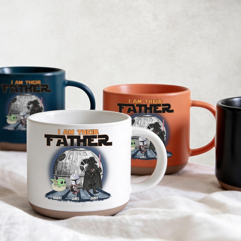 Custom I am The Father Ceramic Mug, Disney Star Wars Mug, Personalized Kid Name Darth Vader And Baby Yoda Cup, Fathers Day Gift For Dad