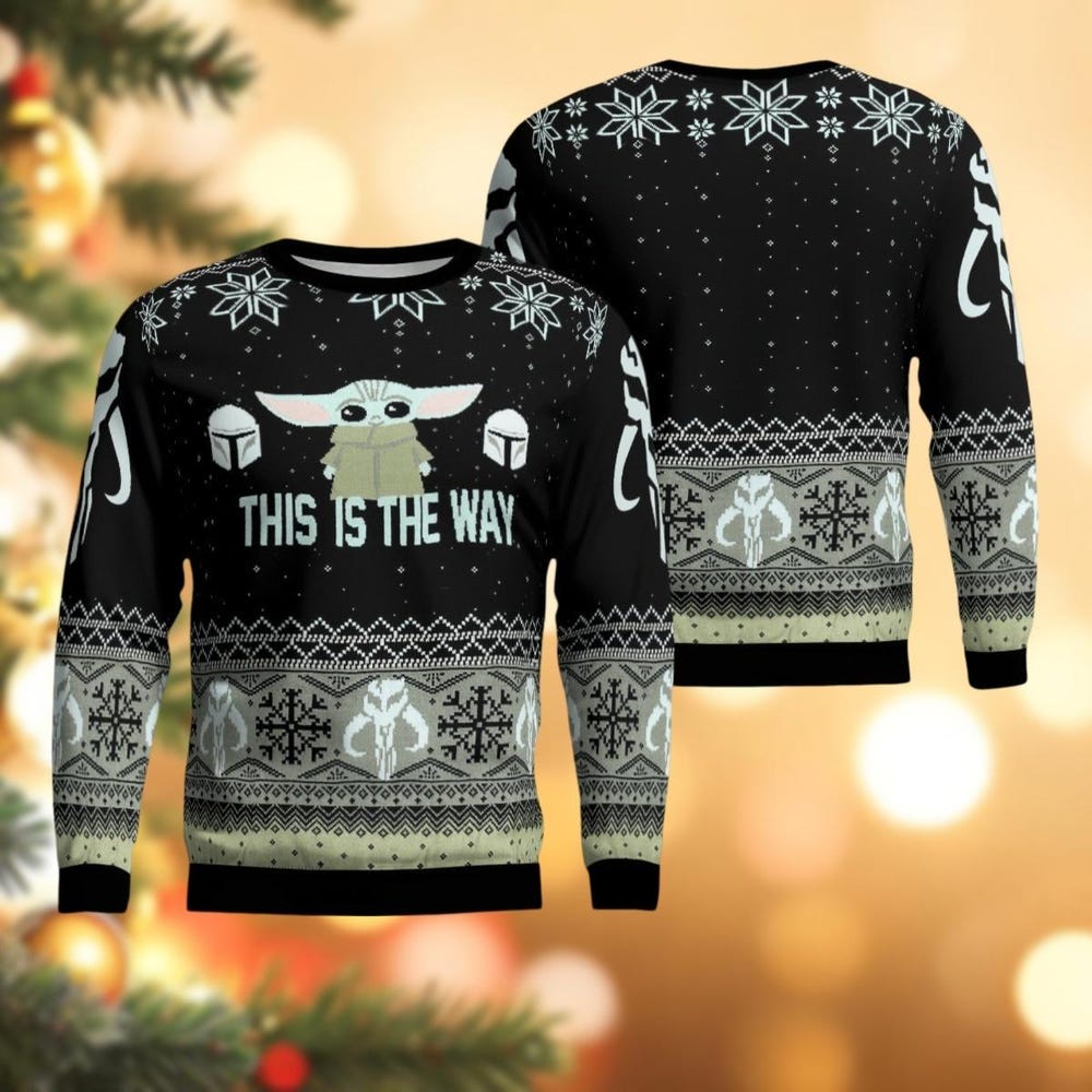 Baby Yoda Ugly Christmas Sweater, Star Wars Sweater, Yoda This Is The Way Shirt, The Mandalorian Sweater, Disney Movie Holiday Sweater Teesummer