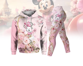 Custom Minnie Mouse Hoodie And Leggings, Disney Hoodie, Leggings For Women, Birthday Gift For Her, Magic Kingdom, Disneyworld Shirts