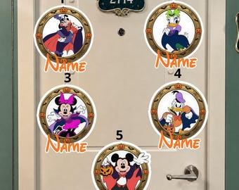 Imán personalizado de Mickey y sus amigos disfraz de vampiro para crucero Disney, imán de calabaza fantasma Disney, decoración de crucero de Halloween en alta mar