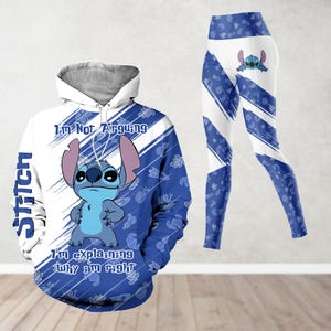 Sudadera con capucha y leggings de Stitch, linda camiseta de Stitch de Disney, sudadera con capucha de Lilo y Stitch, sudadera con capucha de dibujos animados para hombres y mujeres, regalo para amantes de las películas para ella y él