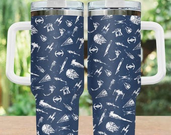 Star Wars Tumbler 40 Oz, Tumbler astronave, Tumbler da caffè film Disney, Tumbler Star Wars, Tumbler isolato, regali per fan di Star Wars