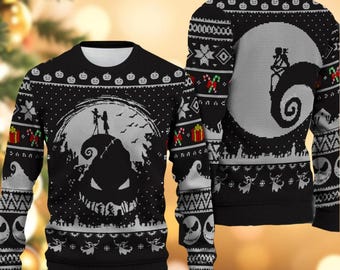 Nightmare Christmas Ugly Christmas Sweater, Jack Skellington Sweater, Jack And Sally Oogie Boogie Shirt, Disney Movie Holiday Sweater