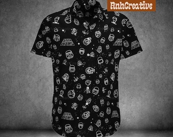 Star Wars Movie Button Shirt, Disney Hawaiian Shirt, Darth Vader Boba Fett Stormtrooper Shirt, Hawaii Shirt, Starwars Lover Gifts For Fan
