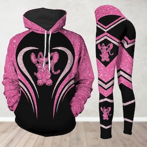 Sudadera y leggings con purpurina de ángel, camiseta de Lilo y Stitch, sudadera con capucha de dibujos animados de Disney, camiseta de Disneyland, regalos de Disneyworld para mujeres