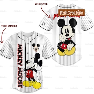 Maillot de baseball personnalisé Mickey Mouse, chemise en jersey Disney Mouse, t-shirt de baseball Mickey, Magic Kingdom, chemise dessin animé Disney pour homme femme
