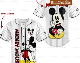 Personalized Mickey Mouse Baseball Jersey, Disney Mouse Jersey Shirt, Mickey Baseball Tee, Magic Kingdom, Disney Cartoon Shirt For Men Women
