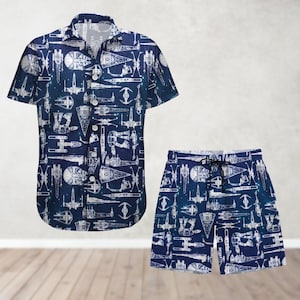Disney Star Wars Shirt, Star Wars Movie Button Shirt And Shorts, Darth Vader Shirt, Galaxy&#39;s Edge Shirt, Retro Star Wars Hawaiian Shirt