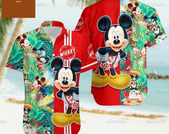 Mickey Mouse Button Shirt, Mickey Hawaiian Shirt, Mickey Shirt, Summer Shirt, Beach Shirt, Disney Vacation Shirt, Cartoon Movie Shirt