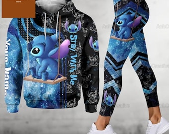 Disney Stitch Hoodie und Leggings, Custom Stitch Cartoon Film Hoodie, Lilo und Stitch Hoodie, Leggings für Frauen, Geschenke für sie und ihn Männer
