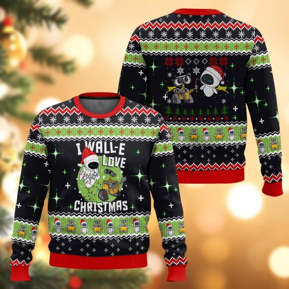 Christmas Wall E And Eve Sweater, Disney Movie Ugly Sweater Shirt, Couple Xmas Sweater, I Wall E Love Christmas Sweater, Family Sweater Teesummer