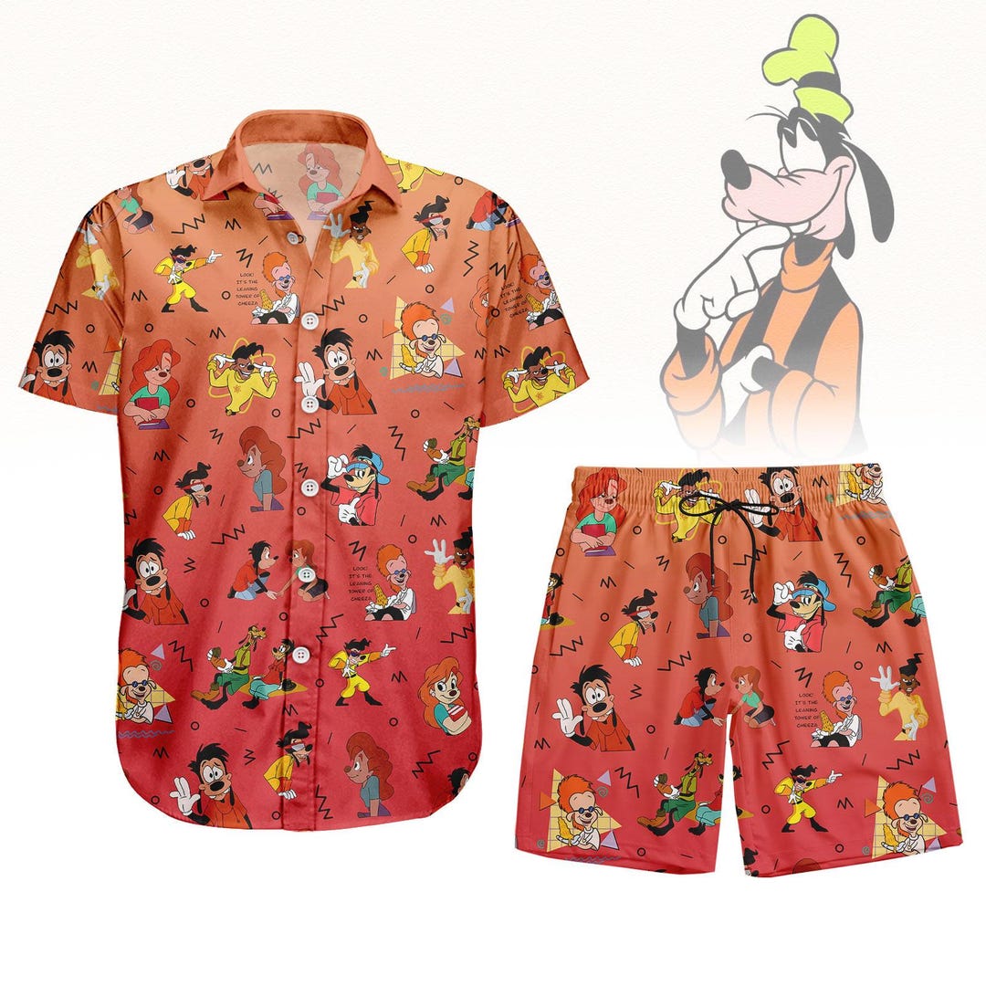 Disney A Goofy Movie Characters Button Shirt, Goofy Shorts Men, Max ...