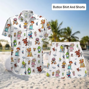 Camisa hawaiana de El Show de los Muppets, camisa con botones de animales de los Muppets, pantalones cortos para hombre, camisa de los Muppets de dibujos animados, camisa de Jim Henson, regalo para fans de los Muppets