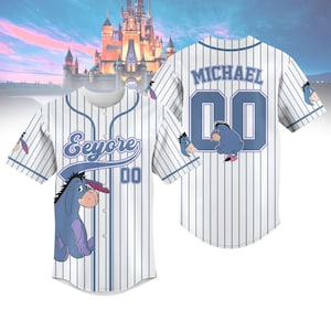 Camiseta de béisbol a rayas personalizada de Eeyore, camiseta de béisbol de Winnie The Pooh de Disney, camiseta de Disneyland, camiseta de Disneyworld, regalos de Magic Kingdom