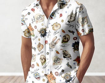 Camisa de botones de Disney Zootopia 2, divertida camisa hawaiana del reino animal, camisa Aloha de Nick Wilde y Judy Hopps, pantalones cortos de verano para hombre y mujer.